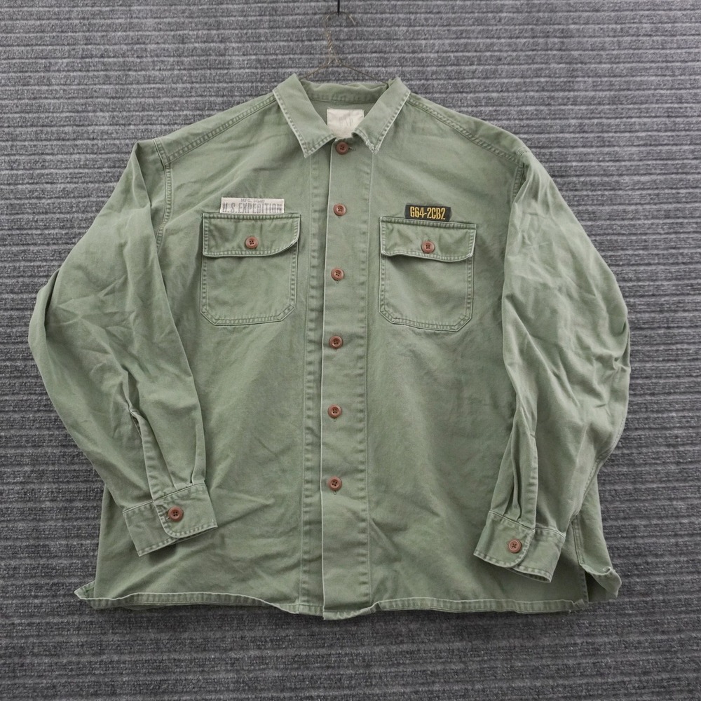 Vintage Gap Utility Shirt Mens XL Green US Expedition Patch Long Sleeve